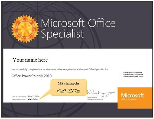 ms office sample certificate